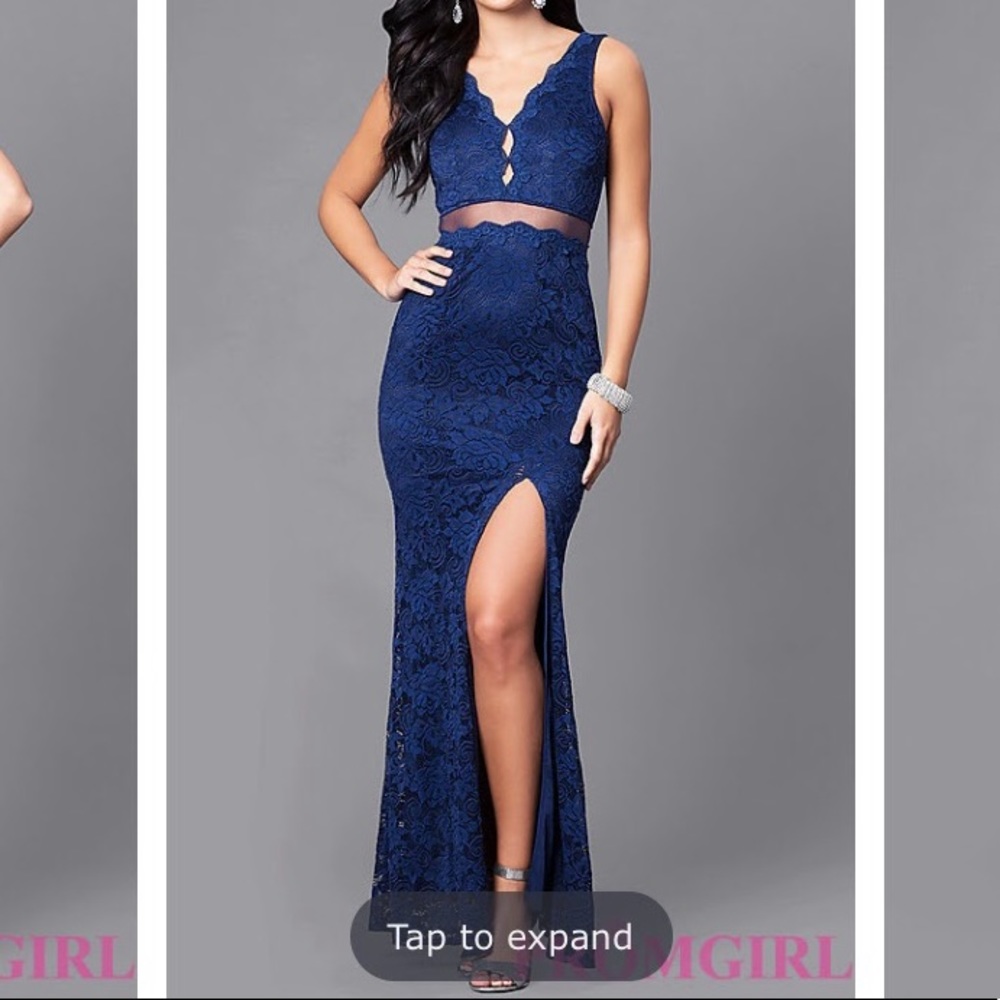 Prom Dress- lace mock two-piece formal dress